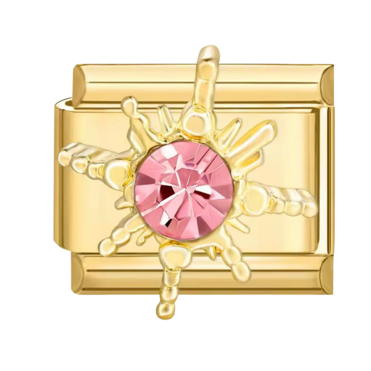 Rosa Stein Charm mit Strahlen