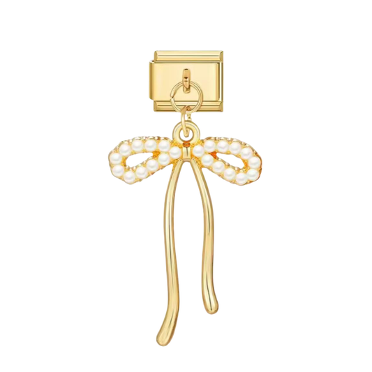 Schleifen Charm mit Perlen-Details
