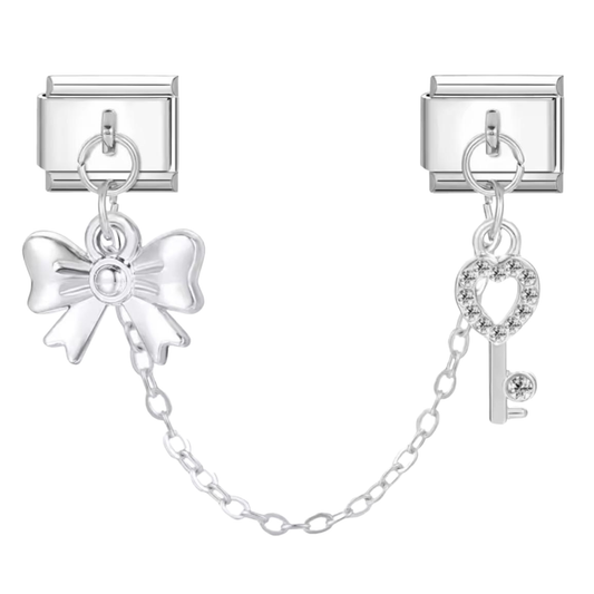 Schleife & Schlüssel Herz Ketten Charm