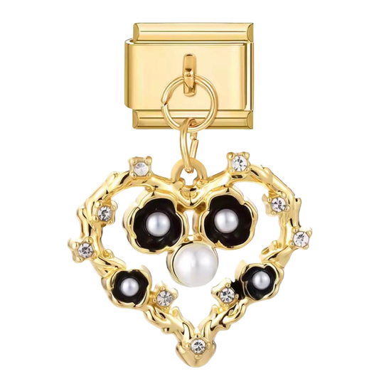 Verzierter Herz Charm mit Blumen