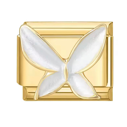 Schmetterling Charm - Weiß & Gold